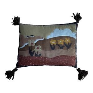 Vintage Quilt Fabric Flower Throw Pillow